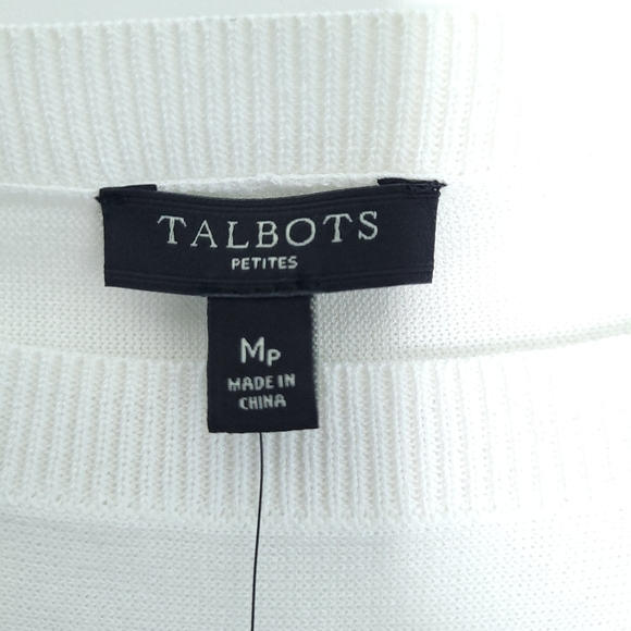 TALBOTS Dolman Sleeve White/Blue Sheer Sweater Women's MEDIUM PETITE (NWT) - Picture 2 of 12